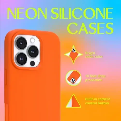 FELONY CASE - Apple iPhone 16 Pro Max Case - Liquid Silicone, Vibrant Neon Color with Anti-Scratch Microfiber Lining, Non-Slip Grip & 360° Shockproof Protection (Orange) - 4