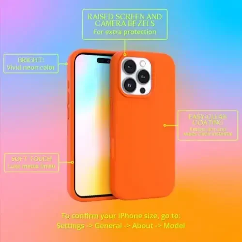 FELONY CASE - Apple iPhone 16 Pro Max Case - Liquid Silicone, Vibrant Neon Color with Anti-Scratch Microfiber Lining, Non-Slip Grip & 360° Shockproof Protection (Orange) - 5