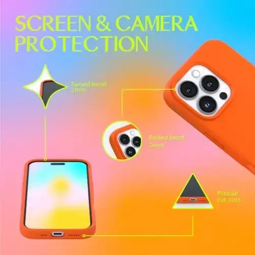 FELONY CASE - Apple iPhone 16 Pro Max Case - Liquid Silicone, Vibrant Neon Color with Anti-Scratch Microfiber Lining, Non-Slip Grip & 360° Shockproof Protection (Orange) - 6