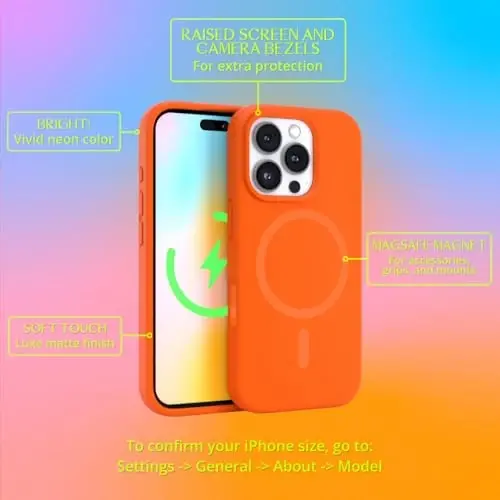 FELONY CASE - Apple iPhone 16 Pro Max Case - Liquid Silicone, Vibrant Neon Color with Anti-Scratch Microfiber Lining, Non-Slip Grip & 360° Shockproof Protection (Orange) - 3