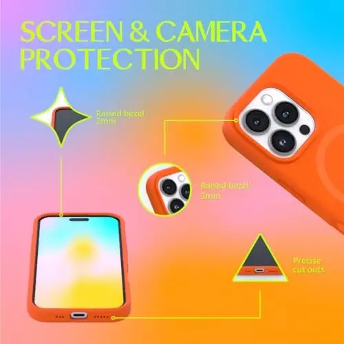 FELONY CASE - Apple iPhone 16 Pro Max Case - Liquid Silicone, Vibrant Neon Color with Anti-Scratch Microfiber Lining, Non-Slip Grip & 360° Shockproof Protection (Orange) - 4