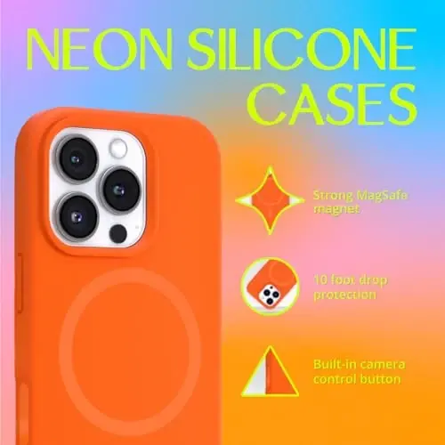 FELONY CASE for Apple iPhone 16 Pro Max Case - MagSafe Phone Case, Liquid Silicone, Vibrant Neon Color with Anti-Scratch Microfiber Lining, Non-Slip Grip & 360° Shockproof Protection (Orange) - FELONY CASE (1)