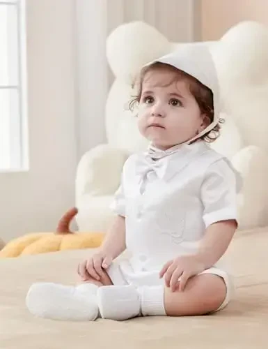 AGJ Baby Boys Baptism Shoes with Embroidered Cross, Infant Toddler Soft Sole White Christening Sneaker - AGJ (1)