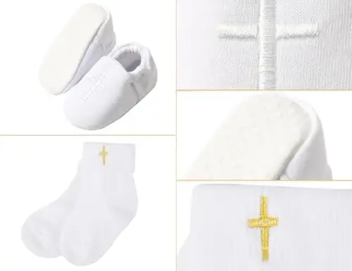 AGJ Baby Boys Baptism Shoes with Embroidered Cross, Infant Toddler Soft Sole White Christening Sneaker - 5