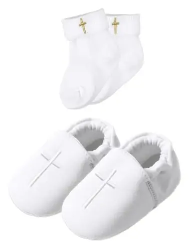 AGJ Baby Boys Baptism Shoes with Embroidered Cross, Infant Toddler Soft Sole White Christening Sneaker 