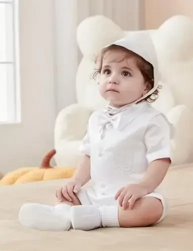 AGJ Baby Boys kashtado'zlik xochli cho'qintirish poyafzallari, chaqaloqlar uchun yumshoq taglikli oq cho'qintirish krossovkalari - 2