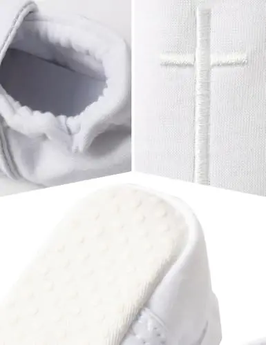 AGJ Baby Boys Baptism Shoes with Embroidered Cross, Infant Toddler Soft Sole White Christening Sneaker - 6