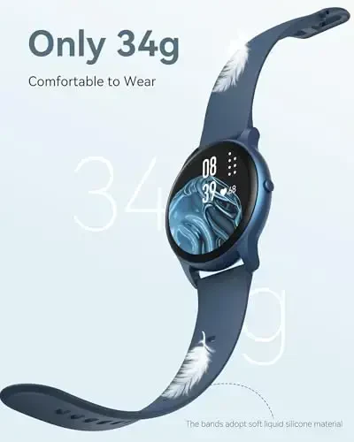 AGPTEK Ayollar va erkaklar uchun aqlli soat, Android va iOS telefonlar uchun 5ATM suvga chidamli aqlli soat, 100+ sport rejimi bilan fitnes treker soati, yurak urish tezligi monitori pedometri uyqu monitori, ko'k - AGPTEK (1)