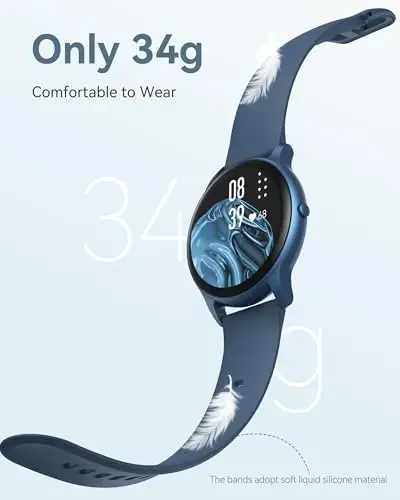 AGPTEK Ayollar va erkaklar uchun aqlli soat, Android va iOS telefonlar uchun 5ATM suvga chidamli aqlli soat, 100+ sport rejimi bilan fitnes treker soati, yurak urish tezligi monitori pedometri uyqu monitori, ko'k - 2