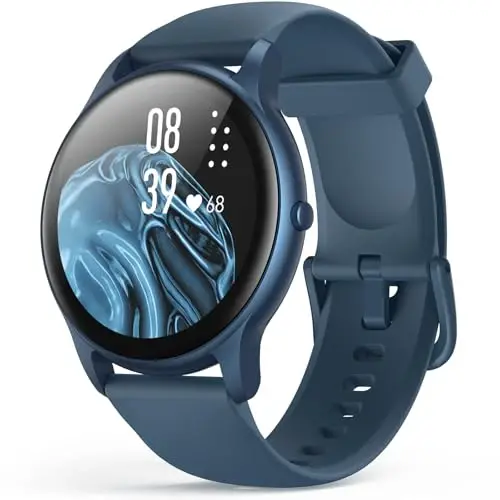 AGPTEK Ayollar va erkaklar uchun aqlli soat, Android va iOS telefonlar uchun 5ATM suvga chidamli aqlli soat, 100+ sport rejimi bilan fitnes treker soati, yurak urish tezligi monitori pedometri uyqu monitori, ko'k - AGPTEK