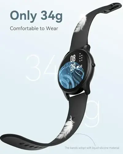 AGPTEK Ayollar va erkaklar uchun aqlli soat, Android va iOS telefonlari uchun 5ATM suv o'tkazmaydigan aqlli soat, 100+ sport rejimi bilan fitnes treker soati, yurak urish tezligini kuzatuvchi pedometr uyqu monitori, qora - AGPTEK (1)