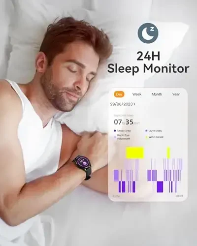 AGPTEK Ayollar va erkaklar uchun aqlli soat, Android va iOS telefonlari uchun 5ATM suv o'tkazmaydigan aqlli soat, 100+ sport rejimi bilan fitnes treker soati, yurak urish tezligini kuzatuvchi pedometr uyqu monitori, qora - 6