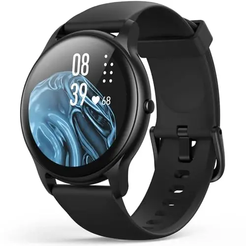 AGPTEK Ayollar va erkaklar uchun aqlli soat, Android va iOS telefonlari uchun 5ATM suv o'tkazmaydigan aqlli soat, 100+ sport rejimi bilan fitnes treker soati, yurak urish tezligini kuzatuvchi pedometr uyqu monitori, qora 
