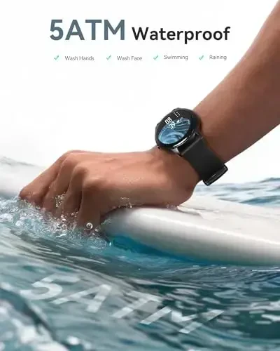 AGPTEK Smart Watch for Women Men, 5ATM Waterproof Smartwatch for Android and iOS Phones, Fitness Tracker Watch with 100+ Sports Modes, Heart Rate Monitor Pedometer Sleep Monitor, Black - 3