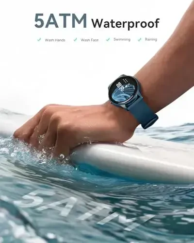 AGPTEK Smart Watch for Women Men, 5ATM Waterproof Smartwatch for Android and iOS Phones, Fitness Tracker Watch with 100+ Sports Modes, Heart Rate Monitor Pedometer Sleep Monitor, Blue - 3