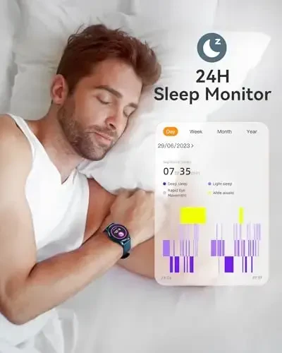 AGPTEK Smart Watch for Women Men, 5ATM Waterproof Smartwatch for Android and iOS Phones, Fitness Tracker Watch with 100+ Sports Modes, Heart Rate Monitor Pedometer Sleep Monitor, Blue - 6