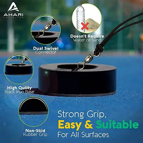 Ahari Unlimited Premium Tennis Trainer Set, Pro Rebounder with Metal Base in a Carrying Cylinder, 3 Replacement Rebound Balls, & Wristband, Portable Tennis Practice Equipment for Solo Training. - 4