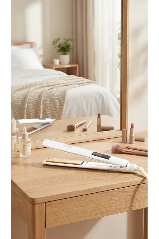 Ahs 2052 Dijital Isı Ayarlı Profesyonel Saç Düzleştirici Beyaz-Beyaz - 2