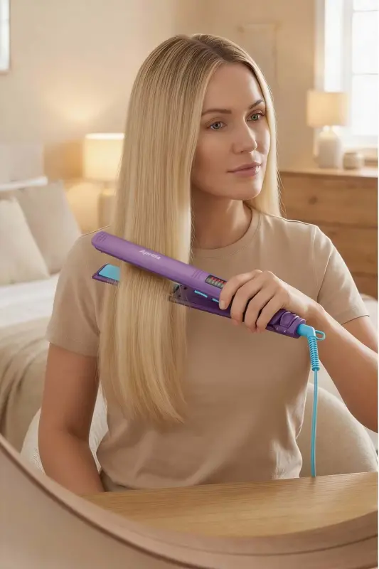 Ahs 2052 Dijital Isı Ayarlı Profesyonel Saç Düzleştirici Mor-Mor - 4