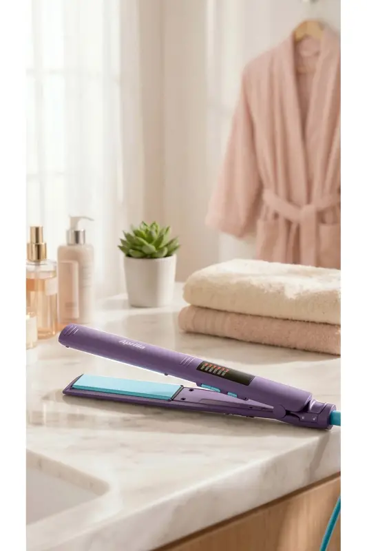 Ahs 2052 Dijital Isı Ayarlı Profesyonel Saç Düzleştirici Mor-Mor - 3