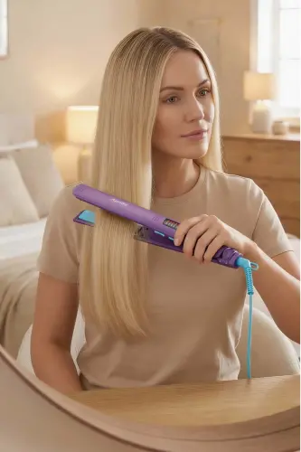 Ahs 2052 Dijital Isı Ayarlı Profesyonel Saç Düzleştirici Mor-Mor - 4