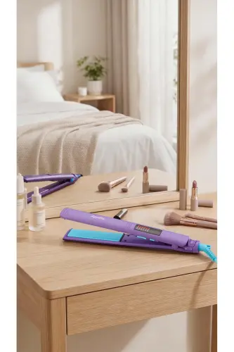 Ahs 2052 Dijital Isı Ayarlı Profesyonel Saç Düzleştirici Mor-Mor - APRILLA (1)