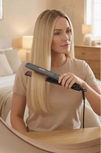 Ahs 2052 Профессиональный выпрямитель для волос с цифровым регулированием температуры Черный - 4