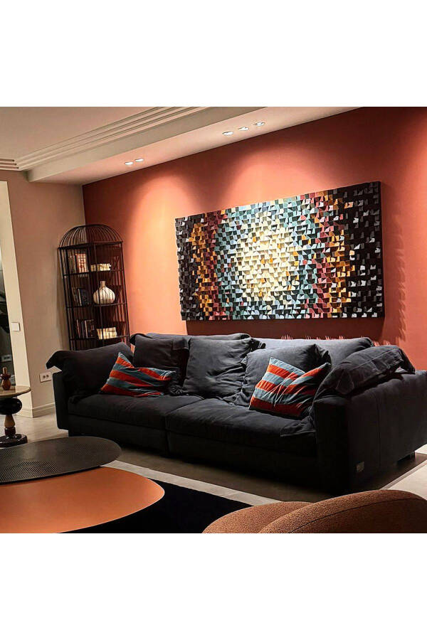 Ahşap Akustik Panel 200*100cm Wood Wall Art Pixel Art Ahşap Duvar Panosu Hifi Akustik - 8