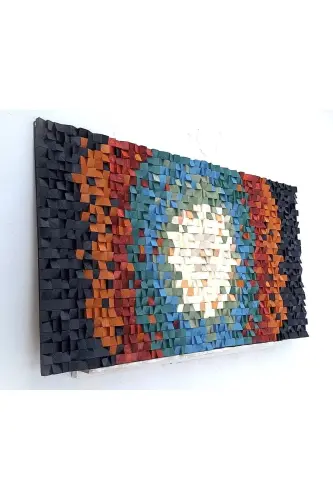 Ahşap Akustik Panel 200*100cm Wood Wall Art Pixel Art Ahşap Duvar Panosu Hifi Akustik - Çok renkli - 1