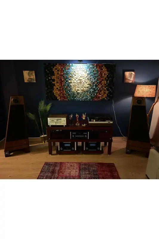 Ahşap Akustik Panel 200*100cm Wood Wall Art Pixel Art Ahşap Duvar Panosu Hifi Akustik - Çok renkli - 3