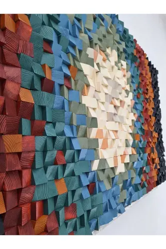 Ahşap Akustik Panel 200*100cm Wood Wall Art Pixel Art Ahşap Duvar Panosu Hifi Akustik - Çok renkli - 6