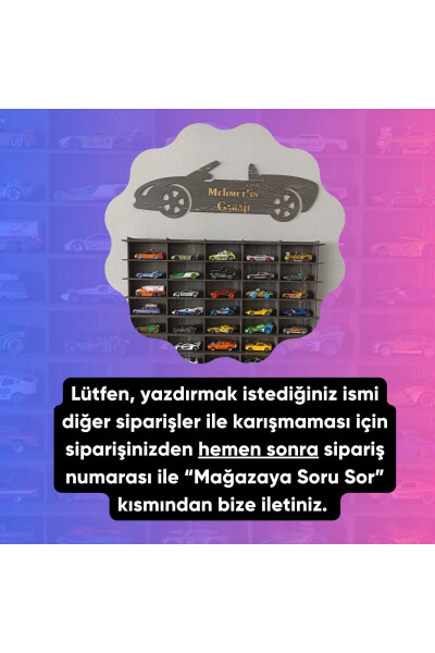 Ahşap Araba Rafı 100'lü Yatay Akça Ağaç (krem) Renk (hotwheels Ve Matchbox Arabaları İçin Uygundur) - 6