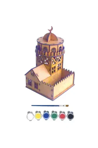 Ahşap Boyanabilir Maket Oyuncak Ve Boyama Seti, Ahşap Puzzle Oyuncak Kız Kulesi-Kız Kulesi - BEBEK ÖZEL (1)