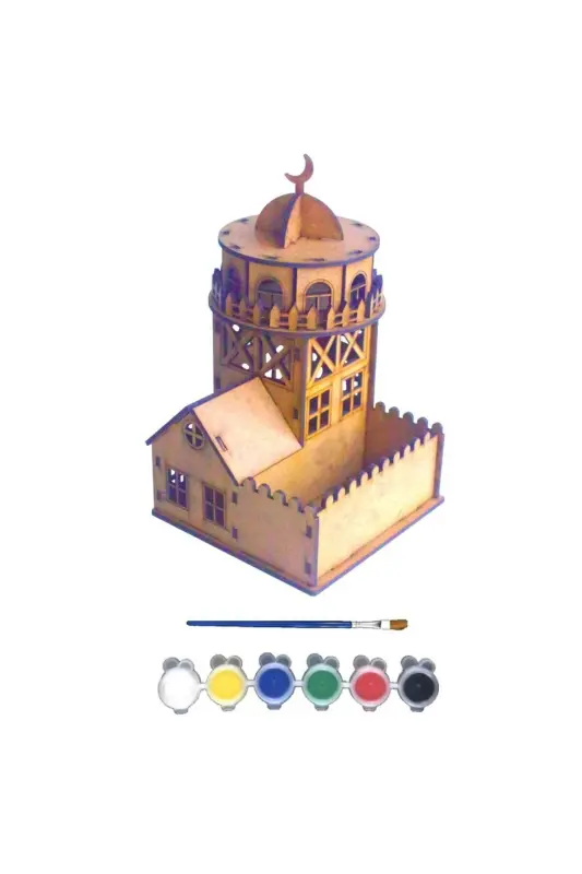 Ahşap Boyanabilir Maket Oyuncak Ve Boyama Seti, Ahşap Puzzle Oyuncak Kız Kulesi-Kız Kulesi - 2