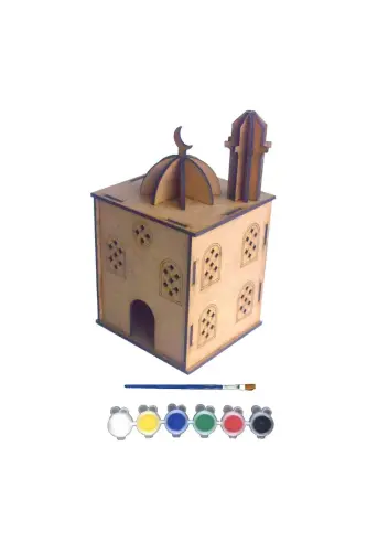 Ahşap Boyanabilir Maket Oyuncak Ve Boyama Seti, Ahşap Puzzle Oyuncak Cami-Cami - 3