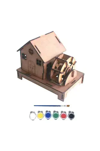 Ahşap Boyanabilir Maket Oyuncak Ve Boyama Seti, Ahşap Puzzle Oyuncak Değirmen-Değirmen - BEBEK ÖZEL (1)