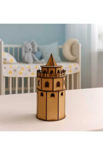 Ahşap Boyanabilir Maket Oyuncak Ve Boyama Seti, Ahşap Puzzle Oyuncak Galata Kulesi - Galata Kulesi 
