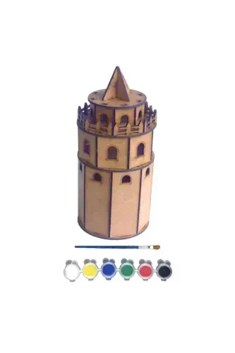 Ahşap Boyanabilir Maket Oyuncak Ve Boyama Seti, Ahşap Puzzle Oyuncak Galata Kulesi-Galata Kulesi - BEBEK ÖZEL (1)
