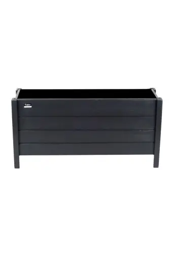 Ahşap Dış Mekan Saksısı Dekoratif Saksı Büyük Boy Hazır Kurulu 100cm X 30cm Yükseklik 50cm - Antrasit 7016 - 3