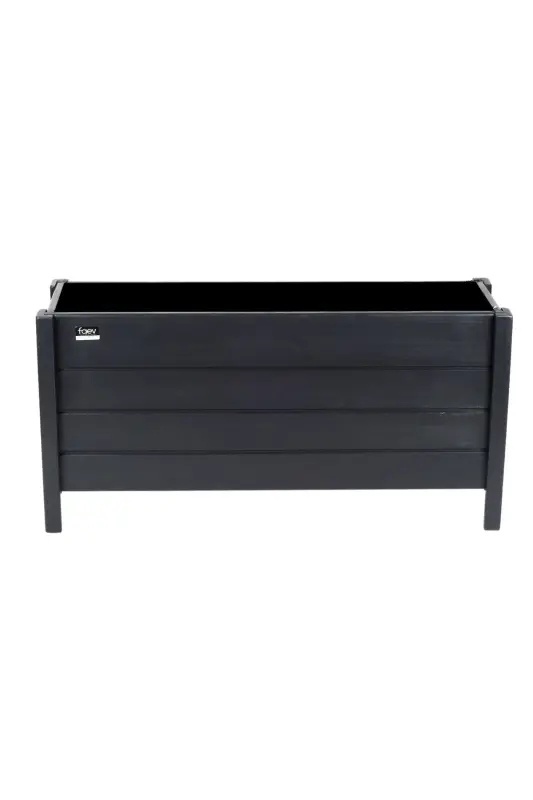 Ahşap Dış Mekan Saksısı Dekoratif Saksı Büyük Boy Hazır Kurulu 100cm X 30cm Yükseklik 50cm - Antrasit 7016 - 3