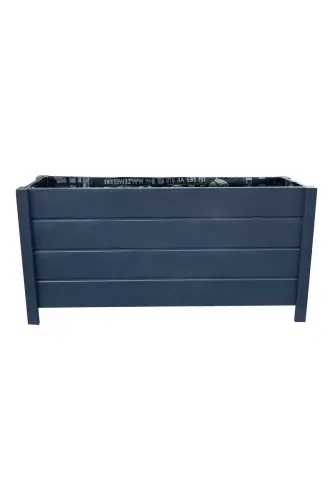 Ahşap Dış Mekan Saksısı Dekoratif Saksı Büyük Boy Hazır Kurulu 100cm X 30cm Yükseklik 50cm-Antrasit - FAEV (1)