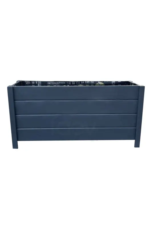 Ahşap Dış Mekan Saksısı Dekoratif Saksı Büyük Boy Hazır Kurulu 100cm X 30cm Yükseklik 50cm-Antrasit - 2