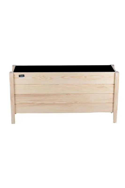 Ahşap Dış Mekan Saksısı Dekoratif Saksı Büyük Boy Hazır Kurulu 100cm X 30cm Yükseklik 50cm - Ham - 11
