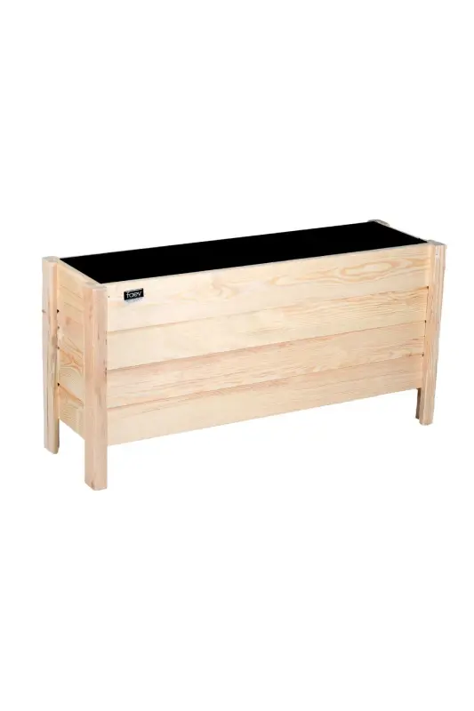 Ahşap Dış Mekan Saksısı Dekoratif Saksı Büyük Boy Hazır Kurulu 100cm X 30cm Yükseklik 50cm - Ham - 1