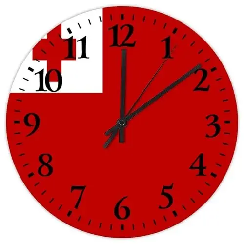 Wood Wall Clock Non-Ticking Sweep Movement Tonga Flag Retro Wall Clocks Patriotic Vanity Gift Wooden Wall Decor for Girls Room Bathroom Daycare 15 Inch - WODEVOR