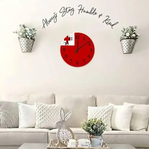 Wood Wall Clocks Analog Round Non-ticking Tonga Flag Personalized Wall Clocks Tactical Nation Patriotic Wooden Wall Decor for Restroom Office Children's Room 10 Inch - 5