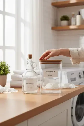 Ahşap Kapaklı Toz Deterjan Kavanozu 2000 ml Yumuşatıcı Şişesi Mantar Kapak 1000 ml-DETERGENT - 1