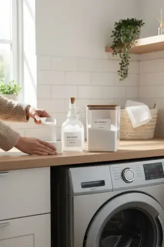 Ahşap Kapaklı Toz Deterjan Kavanozu 2000 ml Yumuşatıcı Şişesi Mantar Kapak 1000 ml-DETERGENT - 2