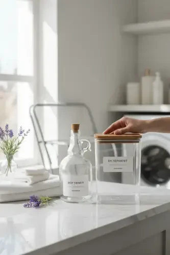 Ahşap Kapaklı Toz Deterjan Kavanozu 2000 ml Yumuşatıcı Şişesi Mantar Kapak 1000 ml-DETERGENT - 3