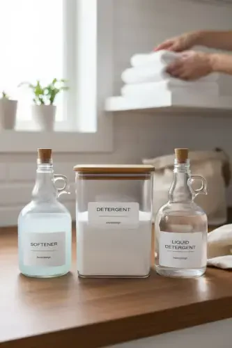 Ahşap Kapaklı Toz Deterjan Kavanozu 2000ml-sıvı Deterjan Ve Yumuşatıcı Şişesi Mantar Kapak 1000ml-DETERGENT - 1